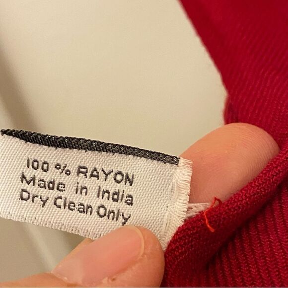 Loft 100% rayon red Oversized large Scarf wrap pashmina fringe trim 30x80 - Picture 5 of 10